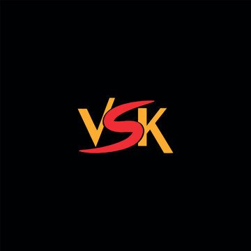 letters vsk text logo design vector format