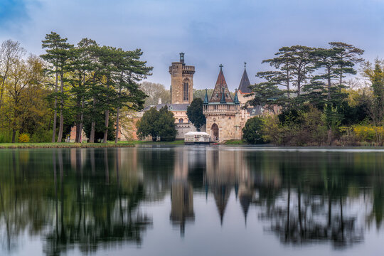 Franzensburg Castle Laxenburg lake reflection landscape