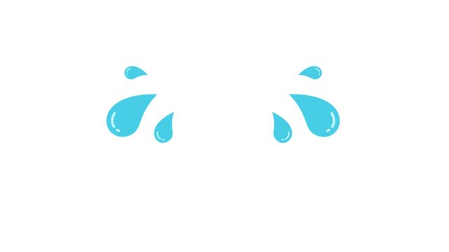 Cartoon Crying Tears Animation on White Background Sad Emotion Dripping Tear Effect Motion Graphic for Emoji, Feelings, and Expression Visuals