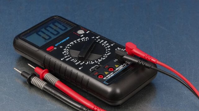 A digital multimeter for measuring the parameters of electrical circuits. Close-up. Soft focus.