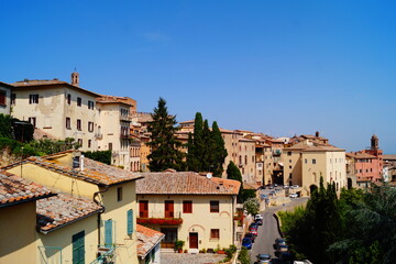 Obraz premium Landscape of the Italian town Montepulciano, located in the Tuscany region. Is famous for producing high-quality wines, including the famous Vino Nobile di Montepulciano.