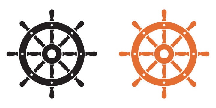 Ship Steering Wheel Icon Vector Illustration, nautical helm wheel symbol, marine navigation control concept, travel and ocean theme, flat modern UI design element