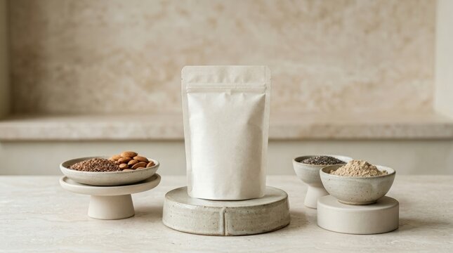 Vertical Shelf Ready Product Scene Showing Plain Protein Pouch
