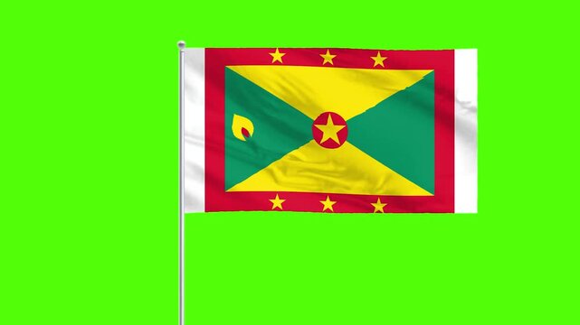 Grenada Flag: A vibrant depiction of the Grenada flag, a symbol of national pride, waving gracefully against a vibrant backdrop, representing the spirit of the nation.