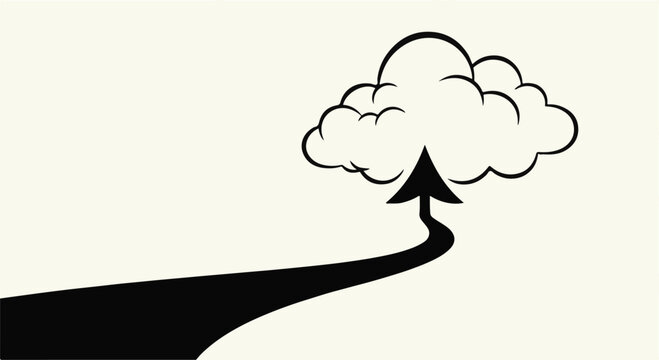black road leading to a cloud with an arrow