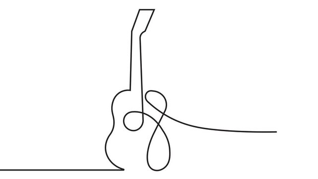 Simple line art animation of a guitar white background.