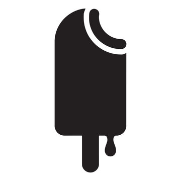 Melting bitten popsicle icon with dripping drops ice cream ice pop bite mark frozen dessert design element frozen treat summer food sweet food snack popsicle dripping silhouette