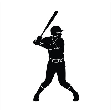 Professional baseball batter in batting stance silhouette vector