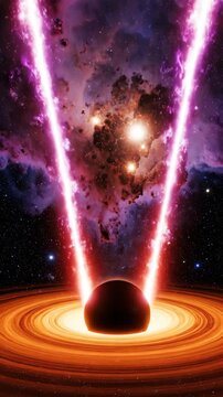 Cosmic nebula and space sphere with glowing accretion disk