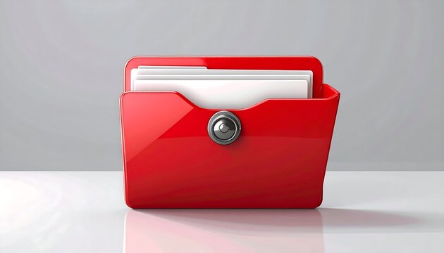 Red file folder icon on white surface