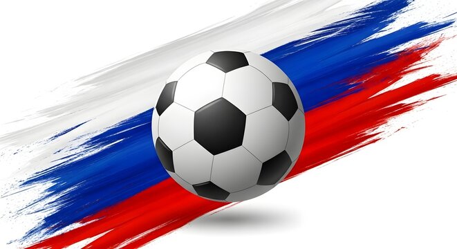 Soccer ball with russian flag colors