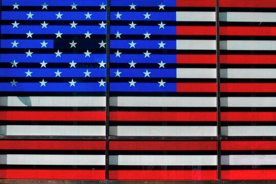 Graphic American Flag Pattern in Red Blue and White