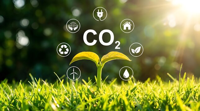 Nature's carbon balance a sprout symbolizing co2 reduction and environmental sustainability