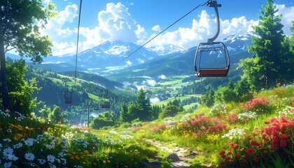 Obraz premium Mountain lift scenery