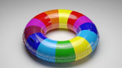 Naklejka premium Colorful inflatable swim ring placed on neutral surface