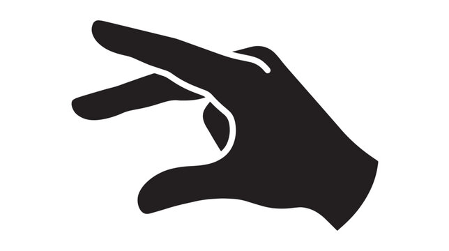 Minimalist hand silhouette icon, black human hand gesture vector, isolated palm and fingers symbol for touch screen navigation and UI design