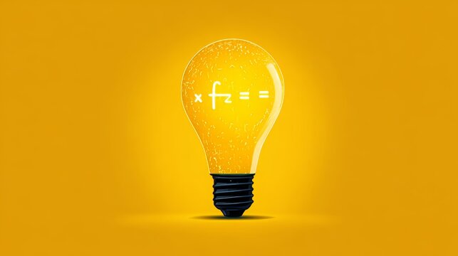 Math idea lightbulb with formula inside vector illustration. 