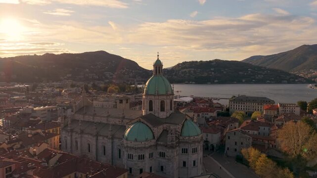 Aerial view of the Cattedrale Santa Maria, Como. Italy