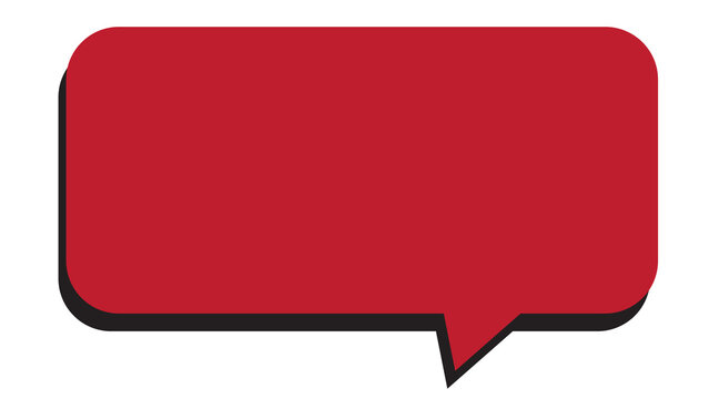 Crimson speech bubble with shadow text box blank space dialogue box text area comment box message box dialogue communication copy space narration conversation background isolated