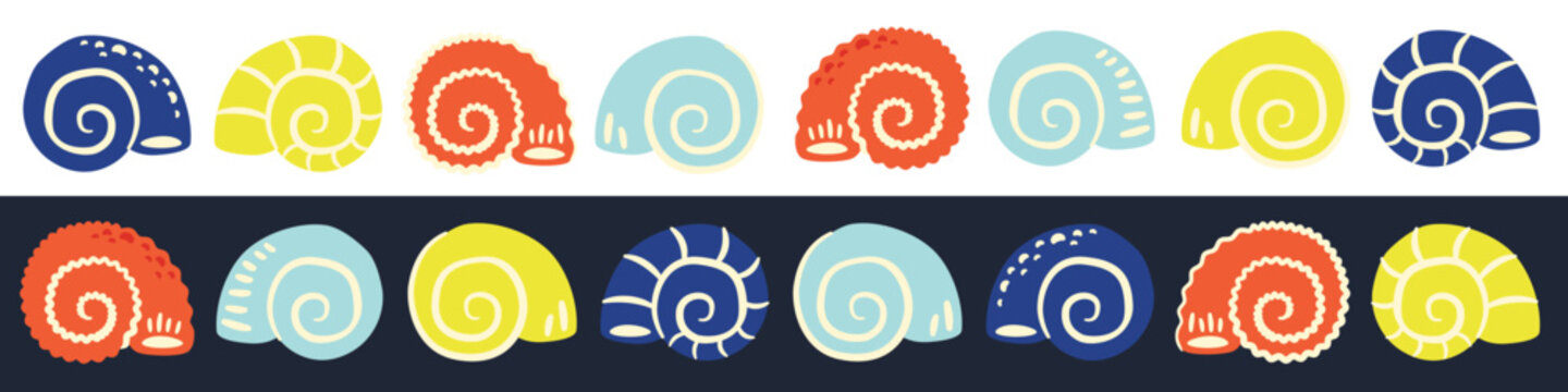 Hand drawn doodle set of seashells and marine elements. Vector collection of sea life featuring oysters, mollusks, various shellfish. Cute ocean-themed illustration for posters, children&rsquo;s design