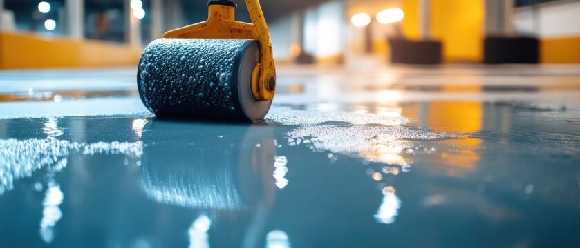 A roller on the floor of a building, suitable for commercial or industrial settings