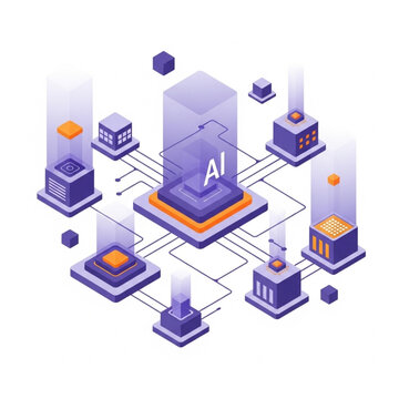 Artificial Intelligence Network System Abstract Illustration.