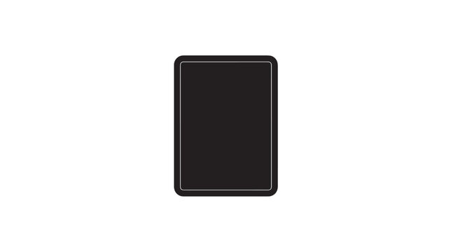 Minimalist black rectangle vector icon, sleek dark geometric frame with rounded corners, simple flat black card shape for UI design