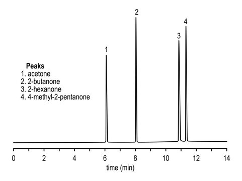 Chromatogram of ketones acetone, 2-butanone, 2-hexanone, 4-methyl-2-pentanone