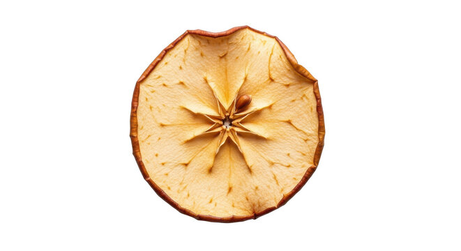 sliced golden apple core isolated on transparent background