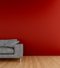 Naklejka premium 3D render, illustration Luxury modern living room interior, realistic lighting, wide angle, contemporary furniture, clean lines, minimalist decor, elegant home design, large window