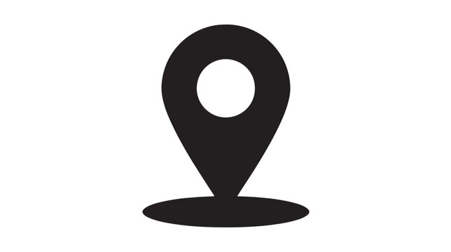 Minimalist map pin icon, black location pointer vector, navigation marker symbol for travel apps and digital interface design