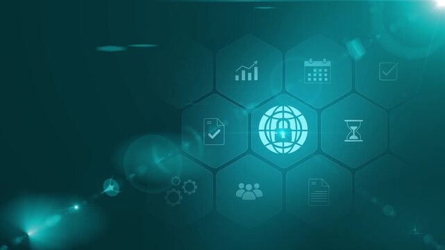 Cybersecurity: Digital interface of inspiration bright idea and creative thinking energetic on digital network protection, threat detection Motion graphics of world security icon