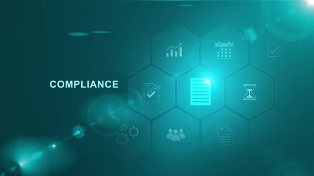 Compliance, Regulatory Standards, Risk Mitigation, compliance-related text on the global network cyberspace, Motion graphics of document file concept