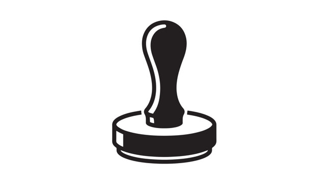Vintage rubber stamp icon vector, classic wooden handle office stamper, black and white legal seal symbol for business documentation and certification