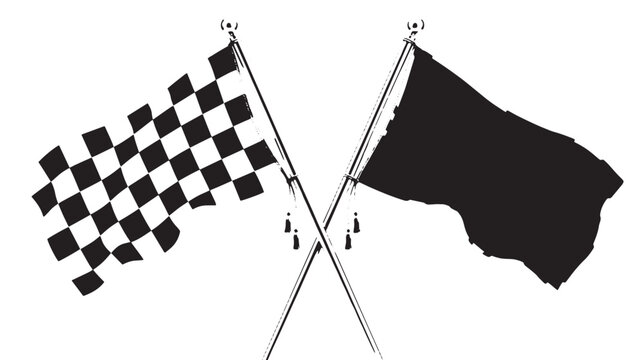 Racing flags, checkered and black, vector icons, racing symbols, flag set