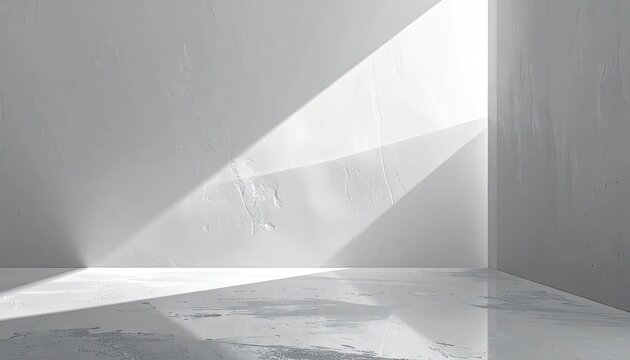 Abstract minimalist interior with natural light and blank walls for design