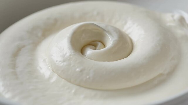 Closeup of Creamy White Yogurt Swirl.