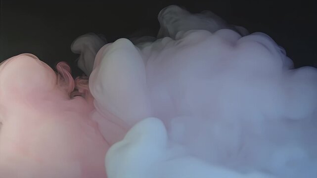 Colorful Smoke Clouds on Black Background.