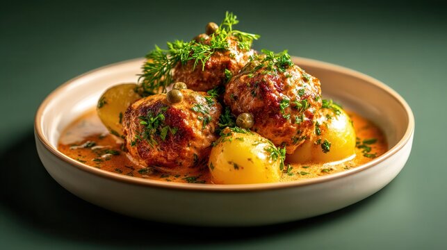 German knigsberger klopse meatballs in white caper sauce