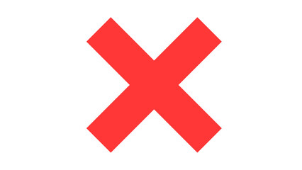 Red x symbol for incorrect or forbidden with white background primary color graphic design negative isolated rejected forbidden incorrect opposite contrast geometry minimalist © Taslima