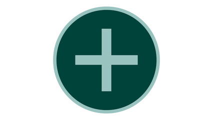 Obraz premium Plus sign icon inside a dark green circle on a white background with a thin light green outline positive sign mathematical operation graphic element design element flat design web design