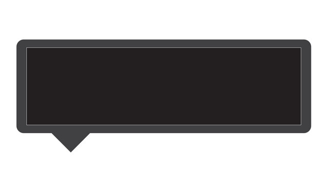 Black rectangular speech bubble with tail text box white background dialogue box graphic resource dialogue communication isolated notification information template interface minimalist