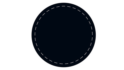 Dark blue round sticker label with dashed white border on white background blank button or badge design element graphic design web design app design template copy space geometric isolated © Taslima