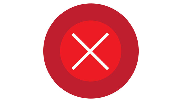 Red x mark error icon vector illustration for delete or stop with restricted forbidden incorrect interface illustration notification rejection application negative exclusion prohibited