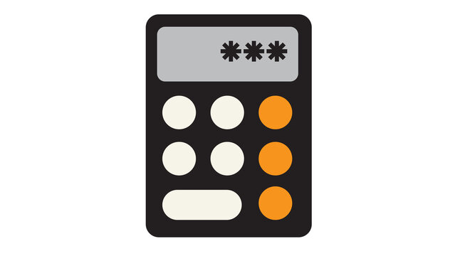 Password entry on calculator keypad icon for secure pin input with sign in password security calculator confidential protection authentication authorization technology illustration