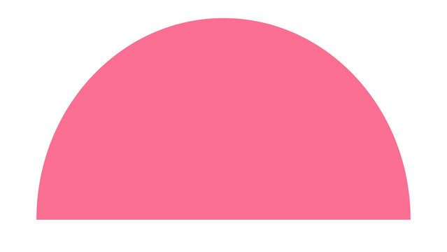Pink semi-circle shape isolated on a clean white background an abstract geometric graphic element half circle solid color text space graphic design geometry geometric minimalist colorful