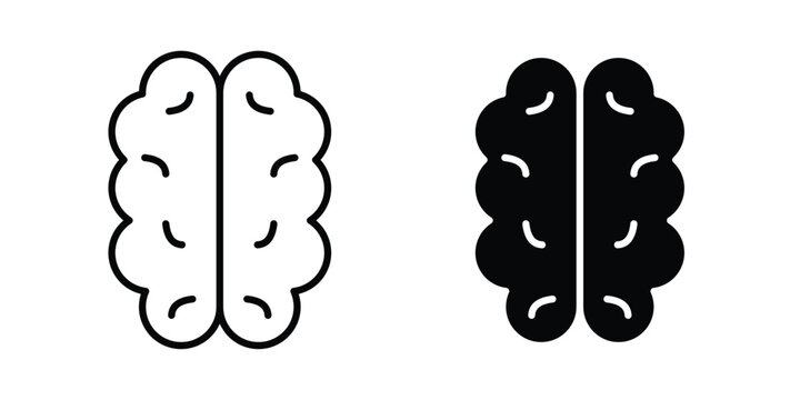 Brain icon line and flat vector collection for ui, ux designs
