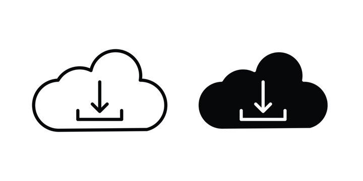 Cloud download icon line and flat vector collection for ui, ux designs