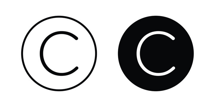 Copyright icon line and flat vector collection for ui, ux designs
