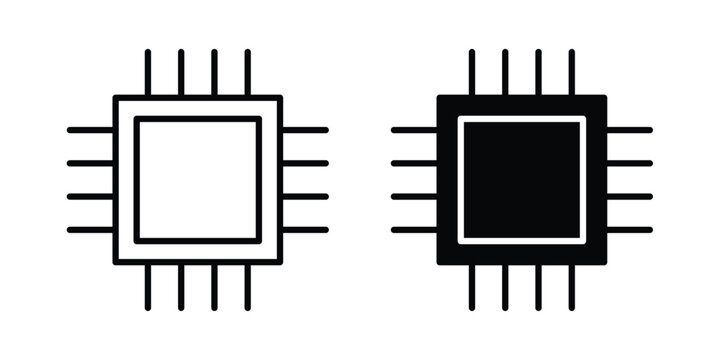 CPU icon line and flat vector collection for ui, ux designs